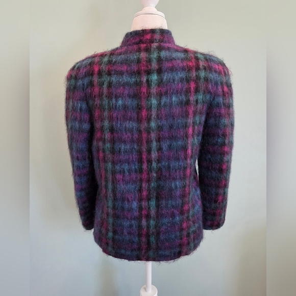 Lombardi Mohair Wool Coat Rainbow Plaid Vintage 80s Size 10 Made In USA - Picture 7 of 14